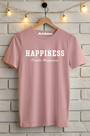 Happiness Baskılı Unisex Oversize Tişört