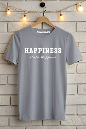 Happiness Baskılı Unisex Oversize Tişört