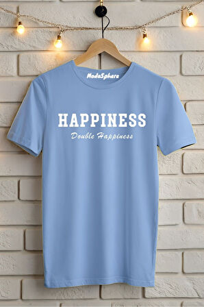 Happiness Baskılı Unisex Oversize Tişört