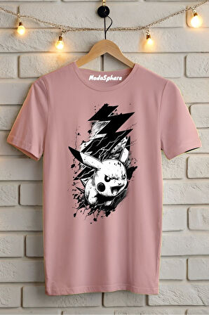 Pikaçu Baskılı Unisex Oversize Tişört