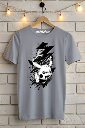 Pikaçu Baskılı Unisex Oversize Tişört