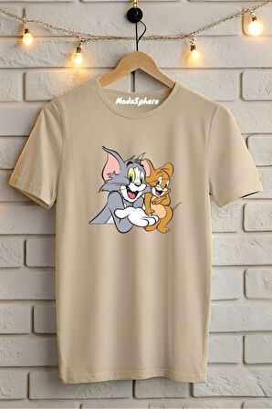 TOM and JERRY Baskılı Unisex Oversize Tişört