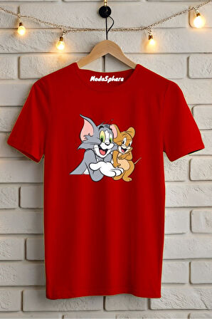 TOM and JERRY Baskılı Unisex Oversize Tişört
