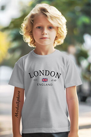 London Baskılı Oversize Çocuk Tişört