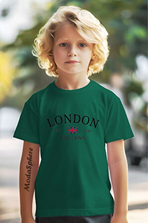London Baskılı Oversize Çocuk Tişört