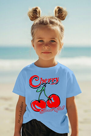 Cherry Baskılı Kız Çocuk Tişört
