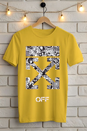 OFF Baskılı Unisex Oversize Tişört Battal Boy