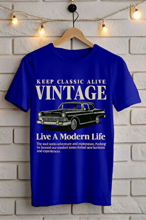 Vintage Baskılı Unisex Oversize Tişört