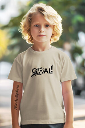 GOAL!! BASKILI BİSİKLET YAKA KISA KOLLU ÇOCUK TİŞÖRT