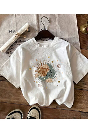 Ay Güneş Baskılı Basic T-Shirt