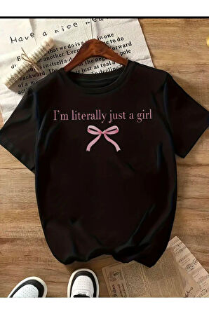 JUST GIRL YAZI DETAYLI BASIC T-SHIRT