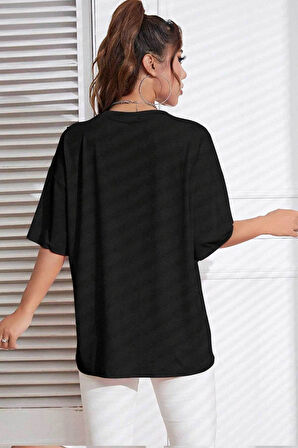 Unisex Peluş Ayı Baskılı Bisiklet Yaka Tshirt