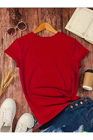 YAN YANA PAPATYA DESENLİ BASİC T-SHİRT