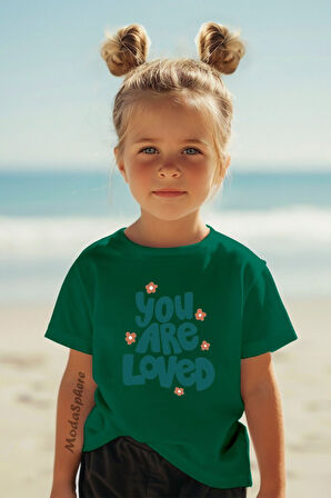 You are loved Baskılı Bisiklet Yaka Kız Çocuk Tişört