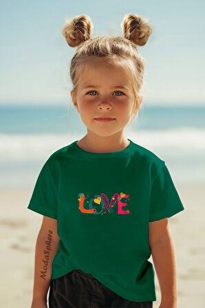 Love Baskili Kisa Kollu Çocuk Ti̇şört