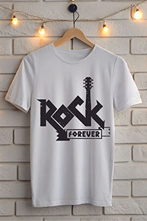 ROCK Baskılı Unisex Oversize Tişört