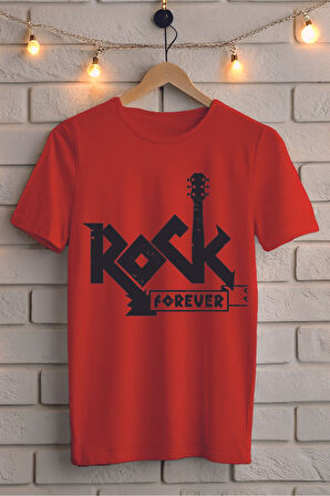 ROCK Baskılı Unisex Oversize Tişört