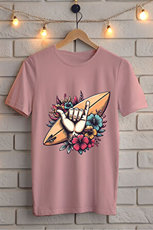 Sörf Baskılı Unisex Oversize Tişört