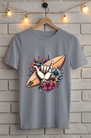 Sörf Baskılı Unisex Oversize Tişört