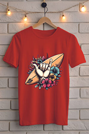 Sörf Baskılı Unisex Oversize Tişört