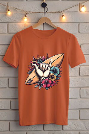 Sörf Baskılı Unisex Oversize Tişört