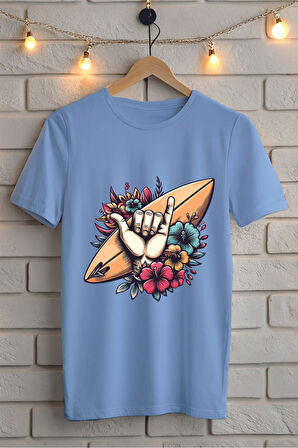 Sörf Baskılı Unisex Oversize Tişört