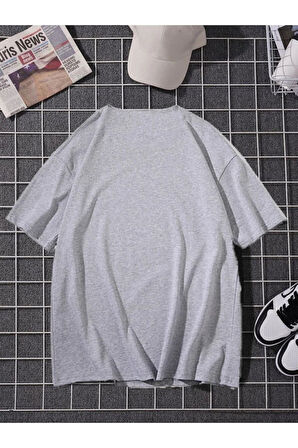 Griland Oversize Unisex Kırmızı Sevimli Minik Kedi Baskılı T-shirt