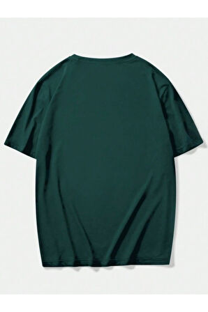 Kadın Saks Mavi Happiest Baskılı Oversize Tshirt