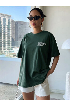 Cherish Time T-Shirt - Siyah Baskılı Oversize Bisiklet Yaka Kısa Kol
