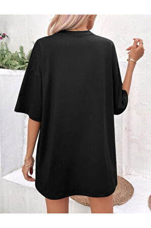 PAPATYA Baskılı Yazlık Pamuklu Kumaş Oversize Kalıp Tshirt