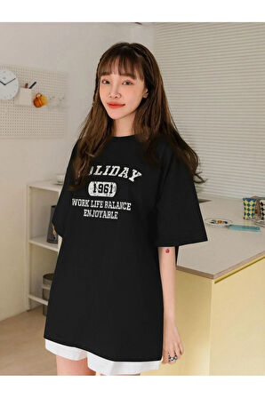 Kadın Holiday 1961 Baskılı Oversıze T-shirt