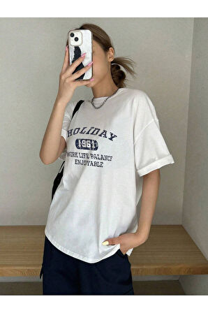 Kadın Holiday 1961 Baskılı Oversıze T-shirt