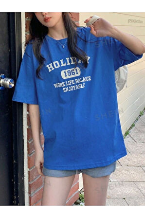 Kadın Holiday 1961 Baskılı Oversıze T-shirt
