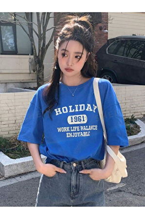 Kadın Holiday 1961 Baskılı Oversıze T-shirt