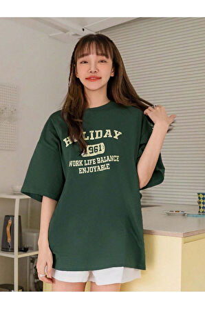 Kadın Holiday 1961 Baskılı Oversıze T-shirt