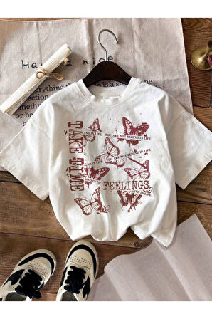 Unisex Kadın/Erkek Mickey Mouse Renkli Özel Baskılı Oversize Pamuk Penye T-Shirt
