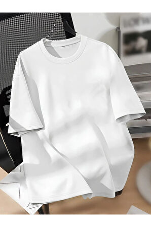 Unisex Oversize Düz Tişört – Pamuklu Rahat Kesim Erkek/Kadın T-Shirt