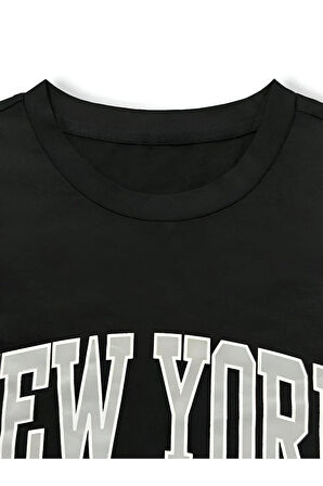 New York baskılı alt ust takım şort & t-shirt