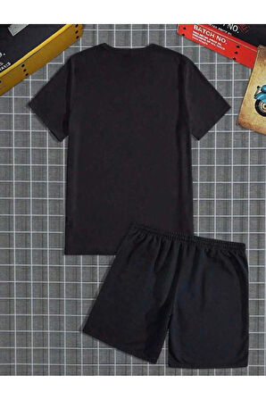 LOS ANGELES U.S.A. Baskılı Oversize Bisiklet Yaka Alt Üst T-shirt Şortlu ikili Takım