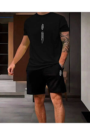 Oversize Bisiklet Yaka Alt Üst T-shirt Şortlu NY Newyork Baskılı ikili Takım