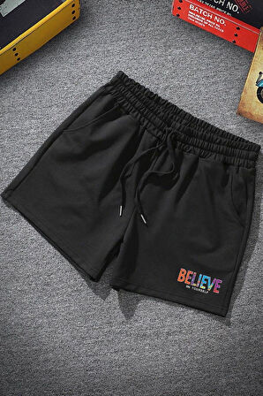 Unisex Believe Yazılı Şort