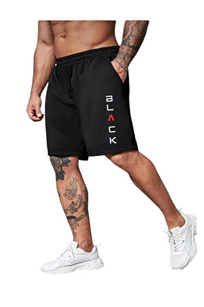 Erkek Black Baskılı Rahat Giyim Yazlık Kısa Şort