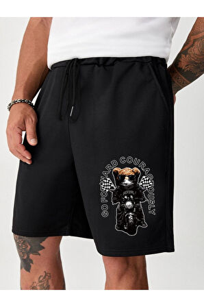 Unisex Bear Baskılı Şort