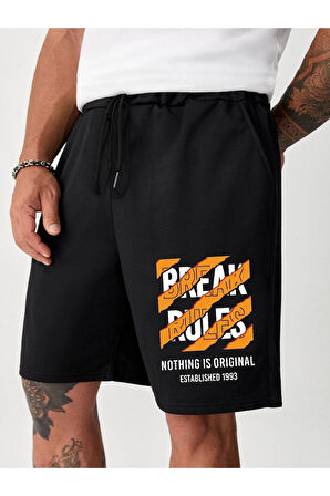 Unisex Break Rules Yazılı Şort