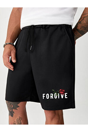 Unisex Forgive Yazılı Şort