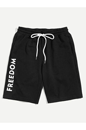 Unisex Freedom Yazılı Şort