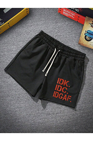 Unisex Idgaf Yazılı Şort