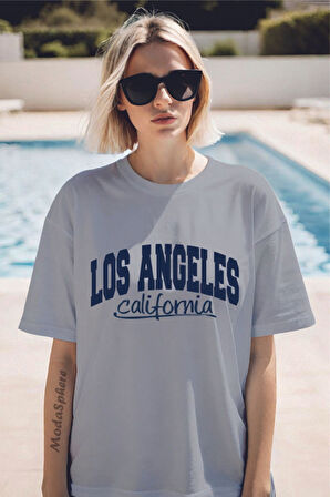 LOS ANGELES Baskılı Unisex Oversize Tişört