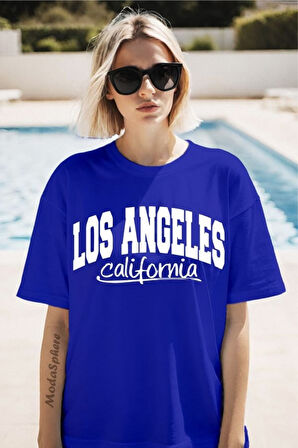 LOS ANGELES Baskılı Unisex Oversize Tişört