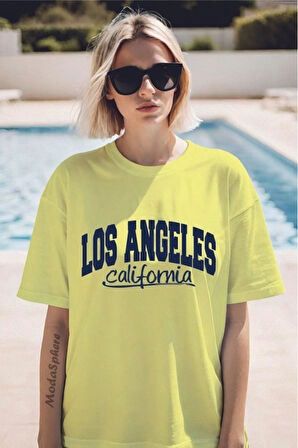 LOS ANGELES Baskılı Unisex Oversize Tişört